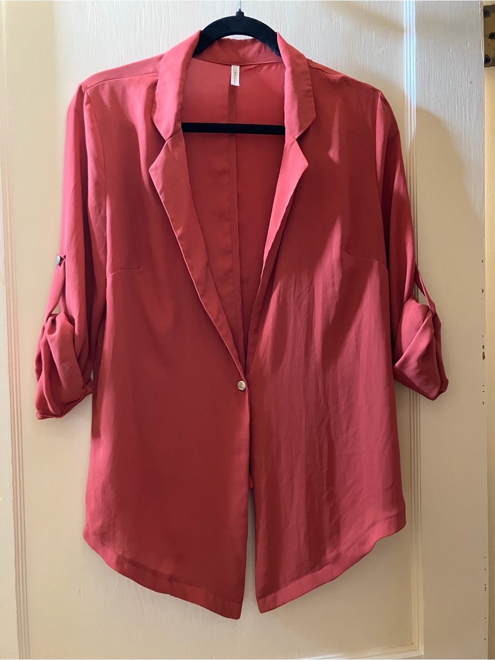 Button-Front Blazer Shirt